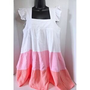 ShopTheMint Cotton Gauze Feeling So Sweet Pink Colorblock Baby Doll Dress M